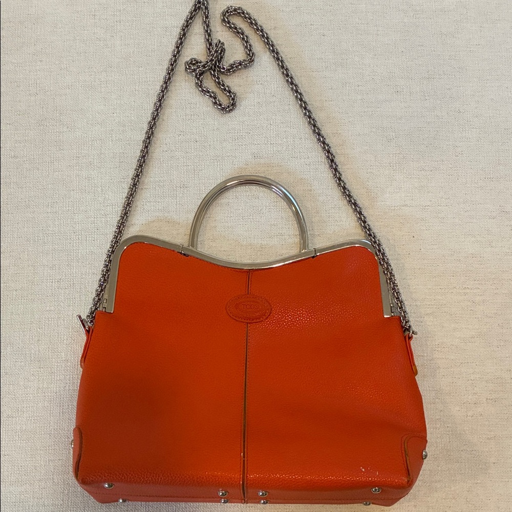 Tod's Vibrant Orange Leather Shoulder Bag